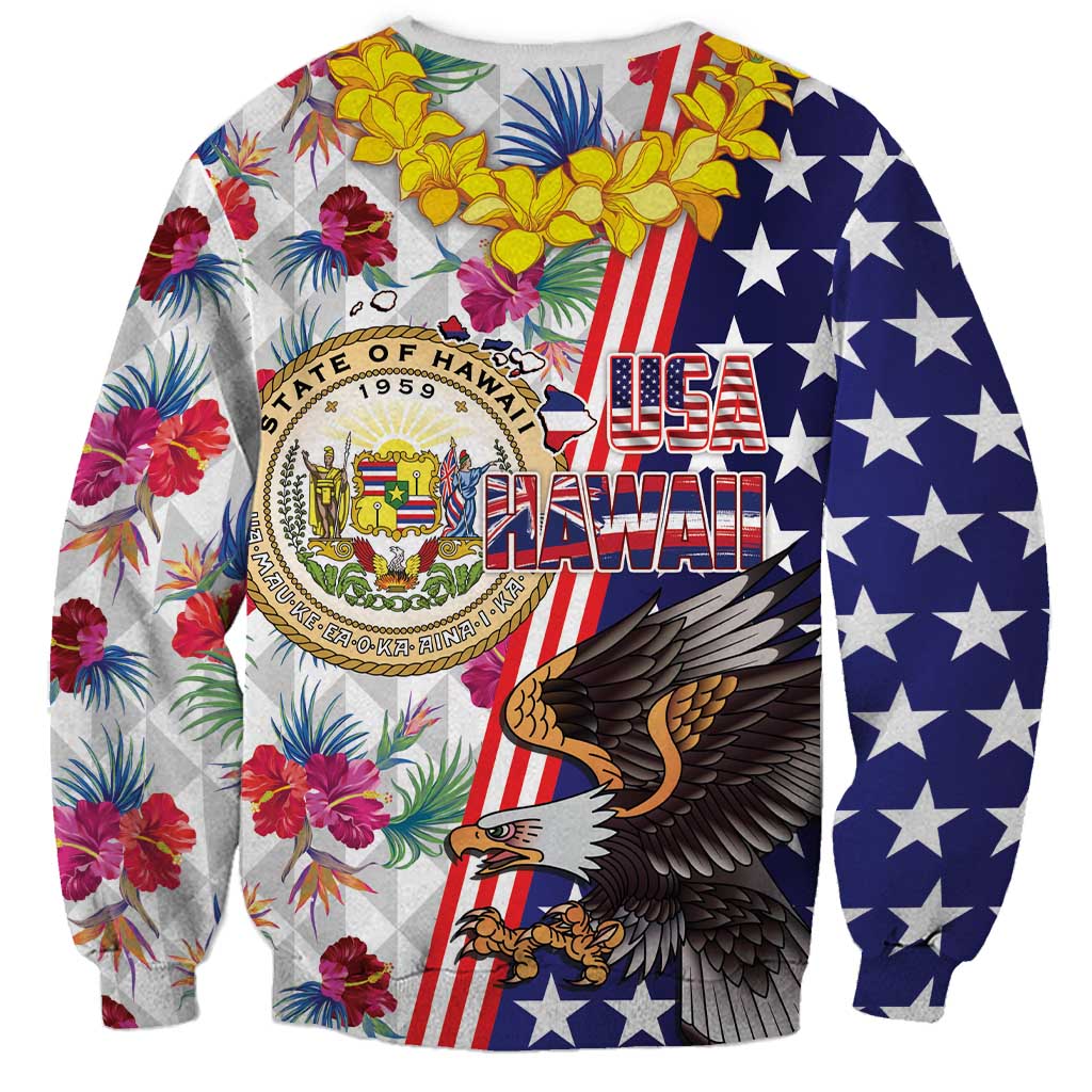 Hawaii and United States Together Sweatshirt Seal of Hawaii and Bald Eagle LT03 - Polynesian Pride