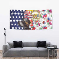 Hawaii and United States Together Tapestry Seal of Hawaii and Bald Eagle - Polynesian Pride