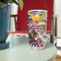 Hawaii and United States Together Tumbler Cup Seal of Hawaii and Bald Eagle - Polynesian Pride