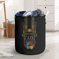 Philippines Kadayawan Festival Laundry Basket Polynesian Tribal Art Barong Style LT03 Black - Polynesian Pride