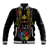 Philippines Kadayawan Festival Baseball Jacket Polynesian Tribal Art Barong Style LT03 Unisex Black - Polynesian Pride