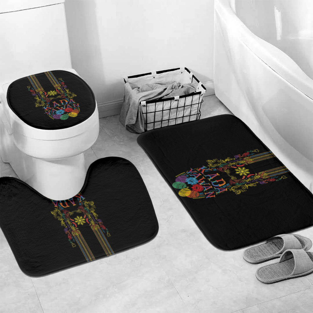 Philippines Kadayawan Festival Bathroom Set Polynesian Tribal Art Barong Style LT03 Mat Set Only (3 pcs) One Size Black - Polynesian Pride