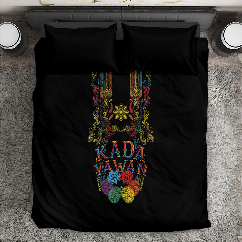 Philippines Kadayawan Festival Bedding Set Polynesian Tribal Art Barong Style LT03 Black - Polynesian Pride