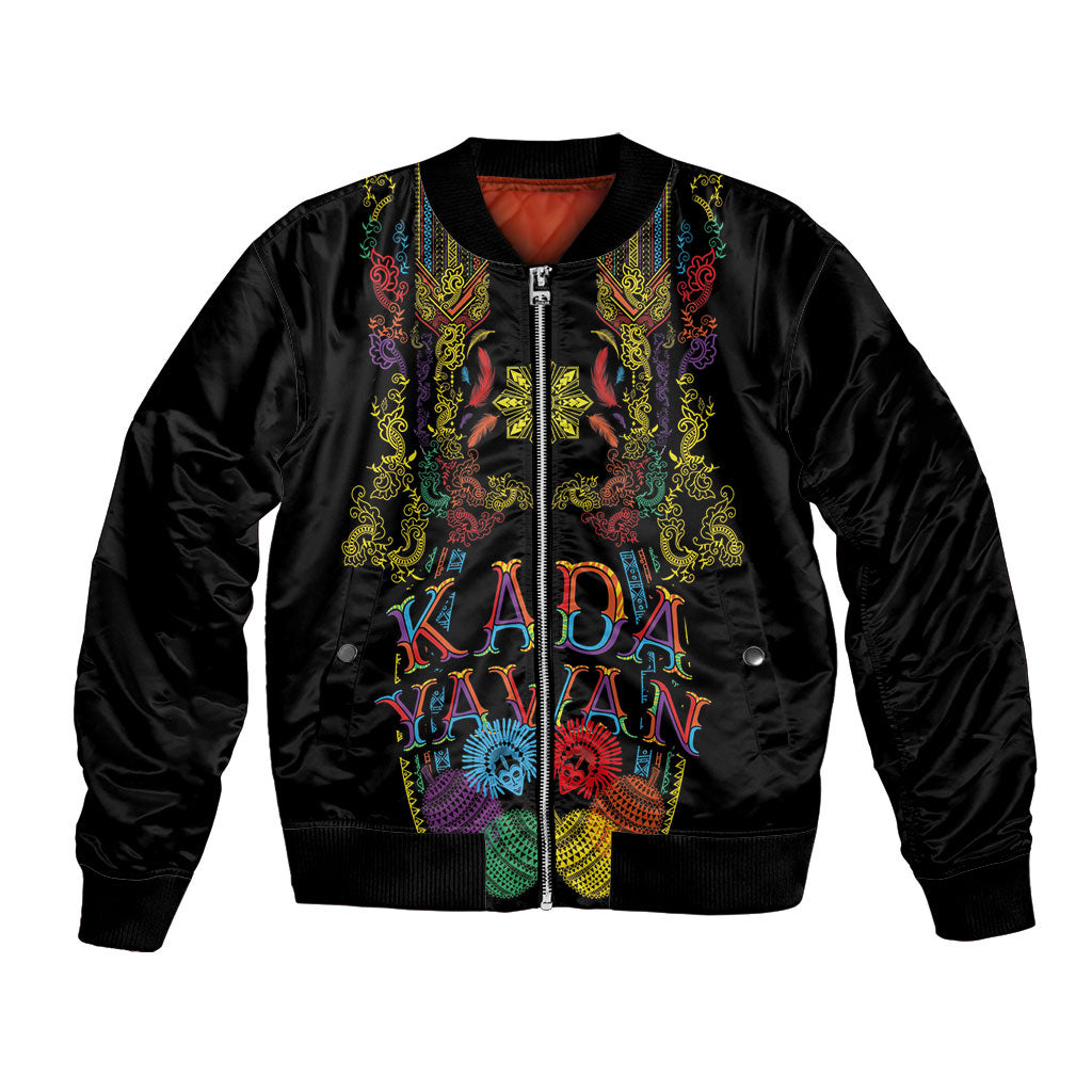 Philippines Kadayawan Festival Bomber Jacket Polynesian Tribal Art Barong Style LT03 Unisex Black - Polynesian Pride