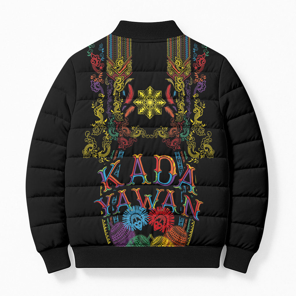 Philippines Kadayawan Festival Bomber Puffer Jacket Polynesian Tribal Art Barong Style LT03 - Polynesian Pride