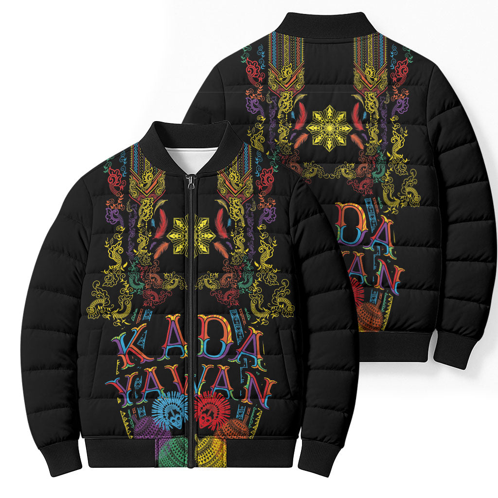 Philippines Kadayawan Festival Bomber Puffer Jacket Polynesian Tribal Art Barong Style LT03 - Polynesian Pride