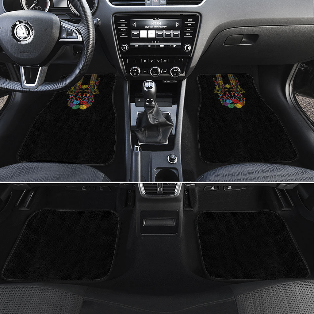Philippines Kadayawan Festival Car Mats Polynesian Tribal Art Barong Style LT03 Set 4pcs Black - Polynesian Pride