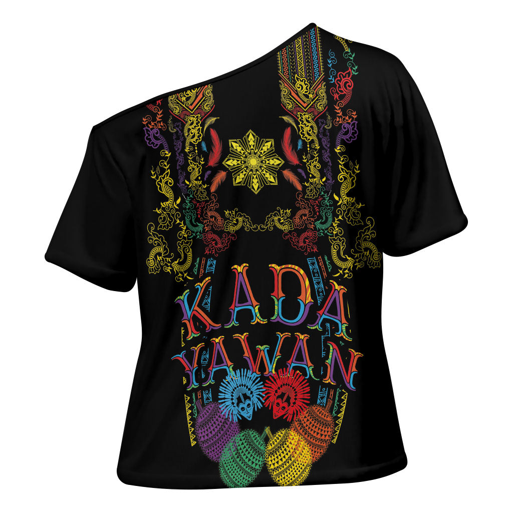 Philippines Kadayawan Festival Cross Shoulder Shirt Polynesian Tribal Art Barong Style LT03 - Polynesian Pride