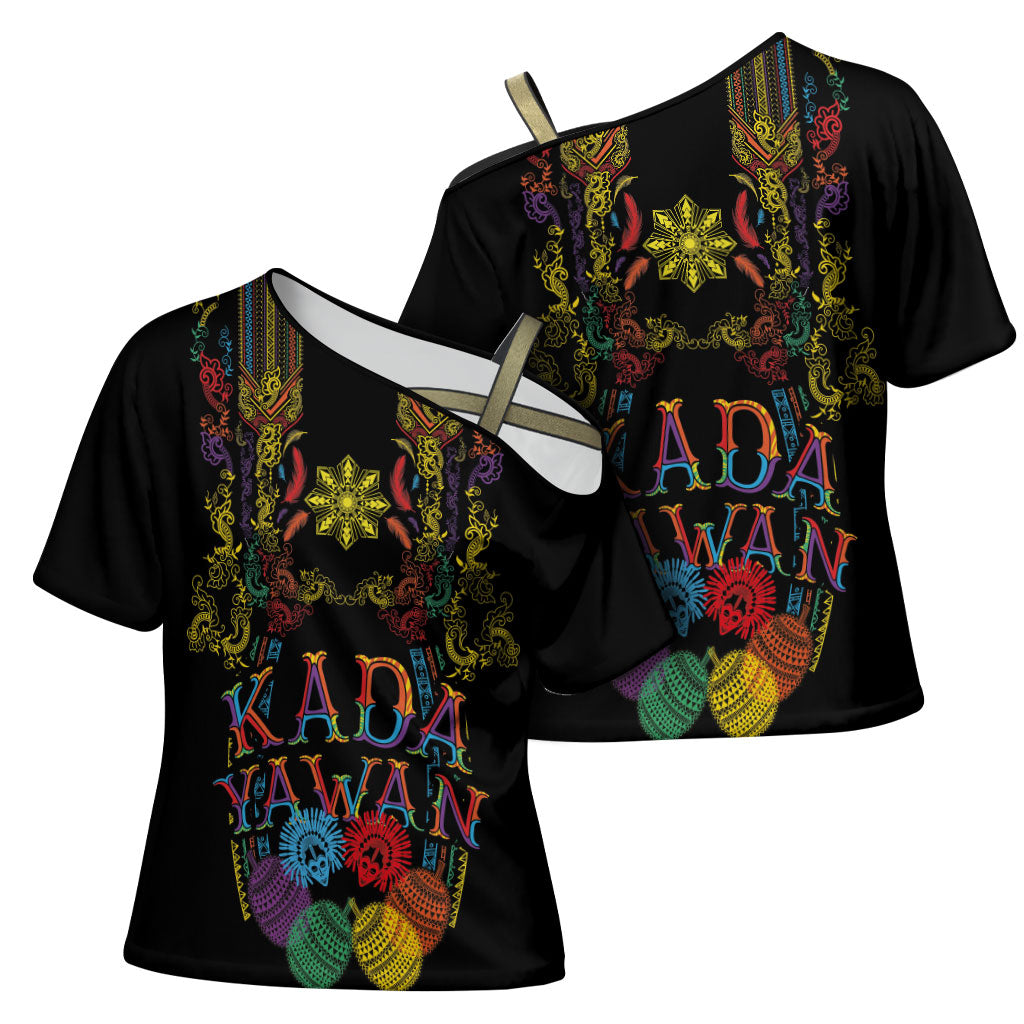 Philippines Kadayawan Festival Cross Shoulder Shirt Polynesian Tribal Art Barong Style LT03 - Polynesian Pride