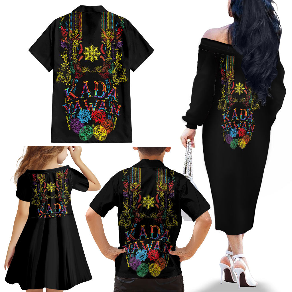 Philippines Kadayawan Festival Family Matching Off The Shoulder Long Sleeve Dress and Hawaiian Shirt Polynesian Tribal Art Barong Style LT03 - Polynesian Pride