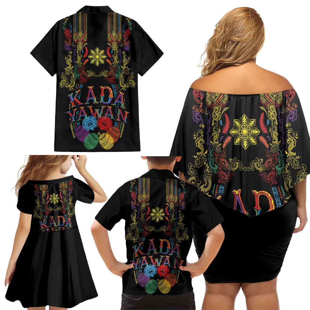 Philippines Kadayawan Festival Family Matching Off Shoulder Short Dress and Hawaiian Shirt Polynesian Tribal Art Barong Style LT03 - Polynesian Pride
