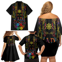 Philippines Kadayawan Festival Family Matching Off Shoulder Short Dress and Hawaiian Shirt Polynesian Tribal Art Barong Style LT03 - Polynesian Pride