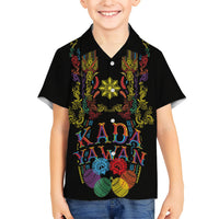 Philippines Kadayawan Festival Kid Hawaiian Shirt Polynesian Tribal Art Barong Style LT03 Kid Black - Polynesian Pride