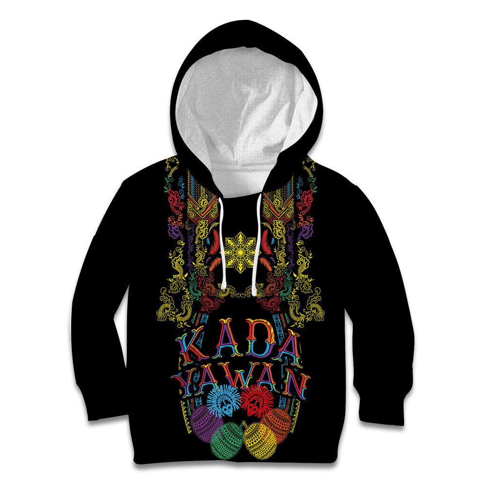 Philippines Kadayawan Festival Kid Hoodie Polynesian Tribal Art Barong Style LT03 Hoodie Black - Polynesian Pride