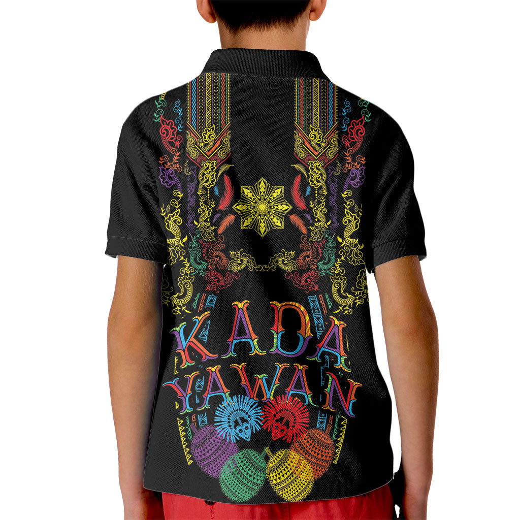 Philippines Kadayawan Festival Kid Polo Shirt Polynesian Tribal Art Barong Style LT03 - Polynesian Pride