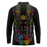 Philippines Kadayawan Festival Long Sleeve Polo Shirt Polynesian Tribal Art Barong Style LT03 - Polynesian Pride