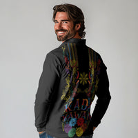 Philippines Kadayawan Festival Long Sleeve Polo Shirt Polynesian Tribal Art Barong Style LT03 - Polynesian Pride