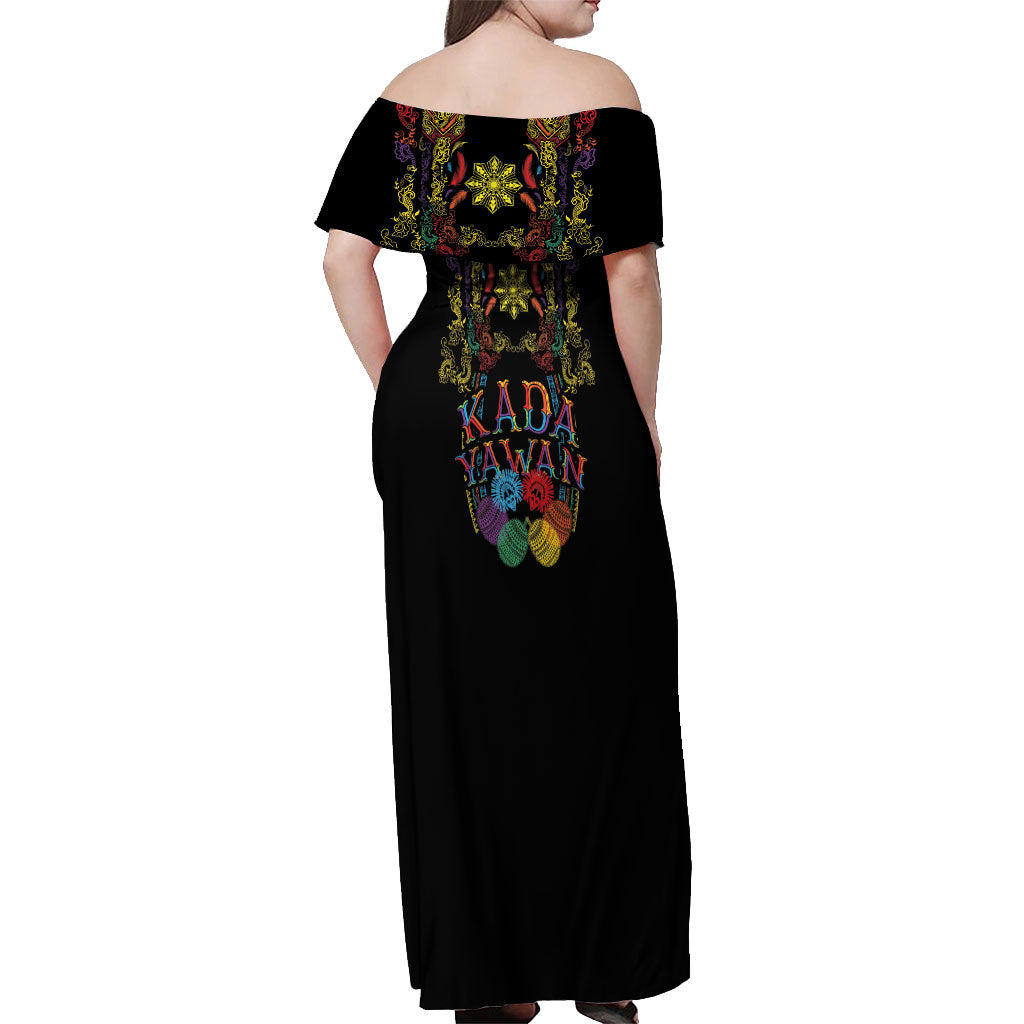 Philippines Kadayawan Festival Off Shoulder Maxi Dress Polynesian Tribal Art Barong Style LT03 - Polynesian Pride