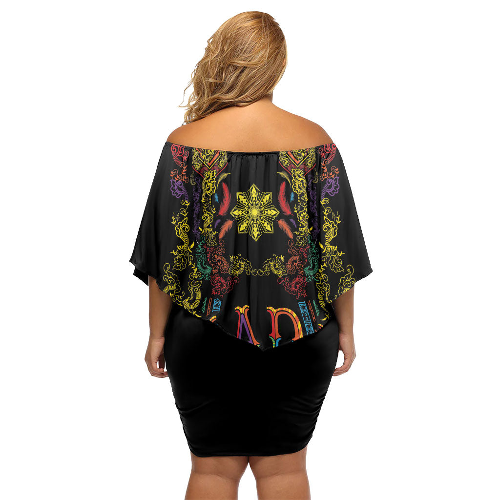 Philippines Kadayawan Festival Off Shoulder Short Dress Polynesian Tribal Art Barong Style LT03 - Polynesian Pride