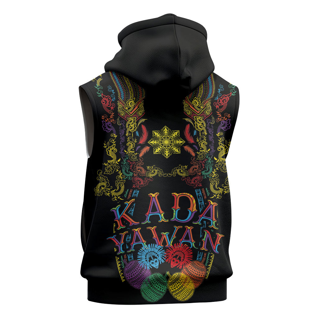 Philippines Kadayawan Festival Sleeveless Hoodie Polynesian Tribal Art Barong Style LT03 - Polynesian Pride