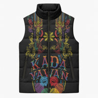 Philippines Kadayawan Festival Sleeveless Puffer Jacket Polynesian Tribal Art Barong Style LT03 Unisex Black - Polynesian Pride