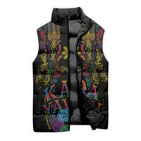 Philippines Kadayawan Festival Sleeveless Puffer Jacket Polynesian Tribal Art Barong Style LT03 - Polynesian Pride