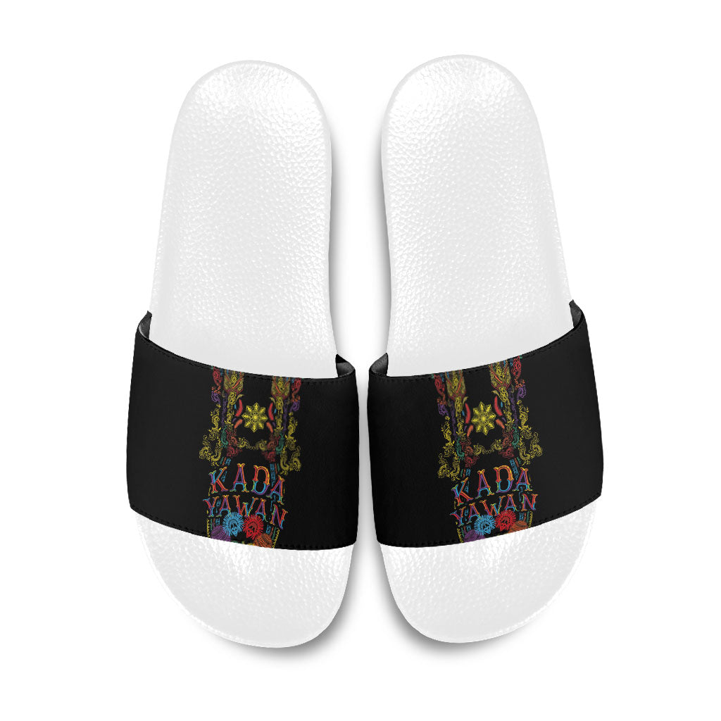 Philippines Kadayawan Festival Slide Sandals Polynesian Tribal Art Barong Style LT03 Black - Polynesian Pride