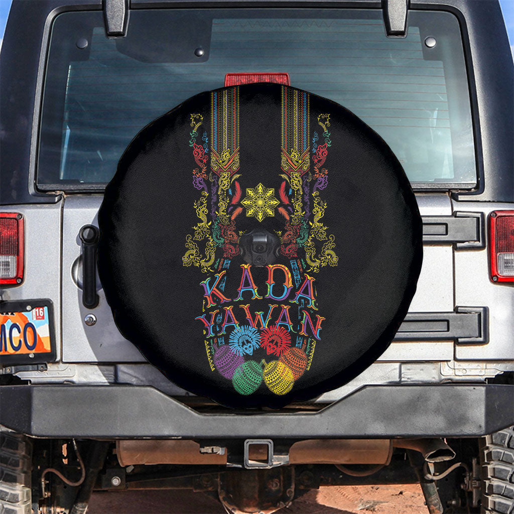 Philippines Kadayawan Festival Spare Tire Cover Polynesian Tribal Art Barong Style LT03 Black - Polynesian Pride