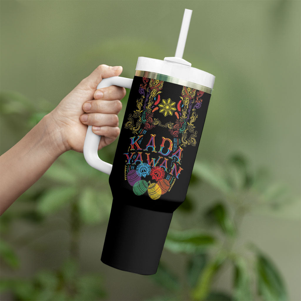 Philippines Kadayawan Festival Tumbler With Handle Polynesian Tribal Art Barong Style LT03 - Polynesian Pride