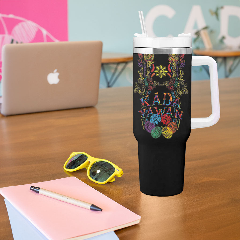 Philippines Kadayawan Festival Tumbler With Handle Polynesian Tribal Art Barong Style LT03 - Polynesian Pride