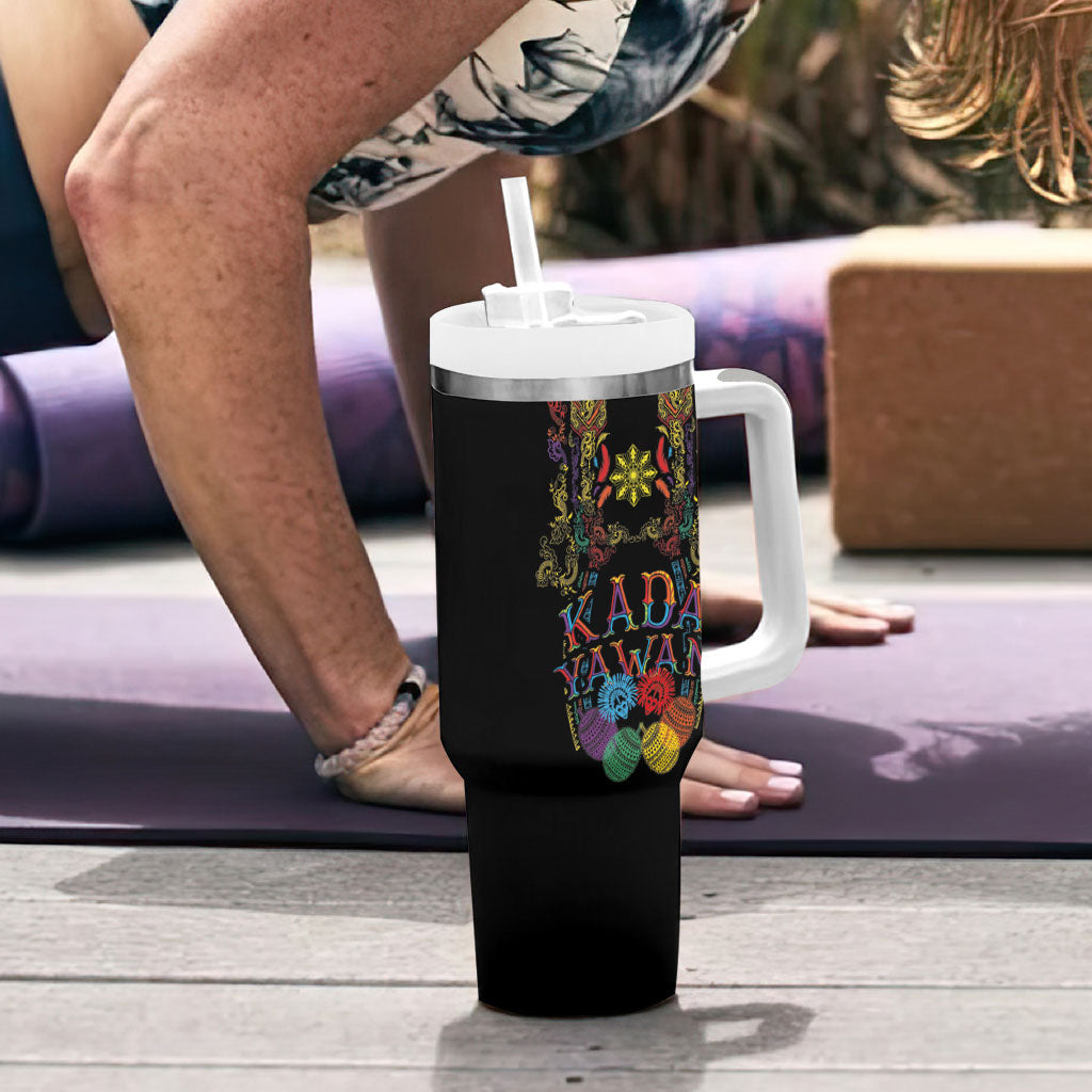 Philippines Kadayawan Festival Tumbler With Handle Polynesian Tribal Art Barong Style LT03 - Polynesian Pride