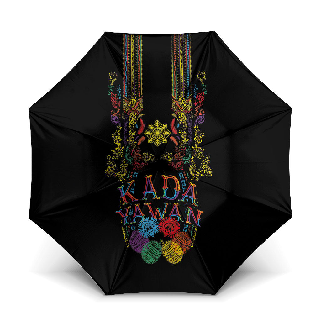 Philippines Kadayawan Festival Umbrella Polynesian Tribal Art Barong Style LT03 One Size Folded 11.42 inch Opened Diameter 37.4 inch Black - Polynesian Pride