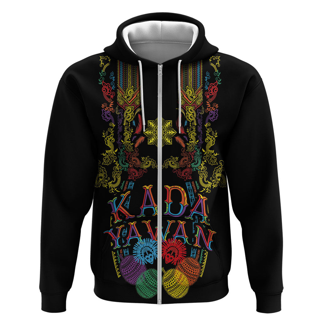 Philippines Kadayawan Festival Zip Hoodie Polynesian Tribal Art Barong Style LT03 Zip Hoodie Black - Polynesian Pride