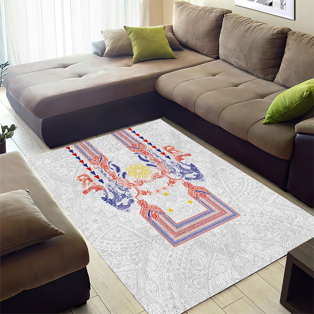 Philippines Barong Style Area Rug Polynesian Kakau Art Tattoos with Tribal Filipino Sun LT03 - Polynesian Pride