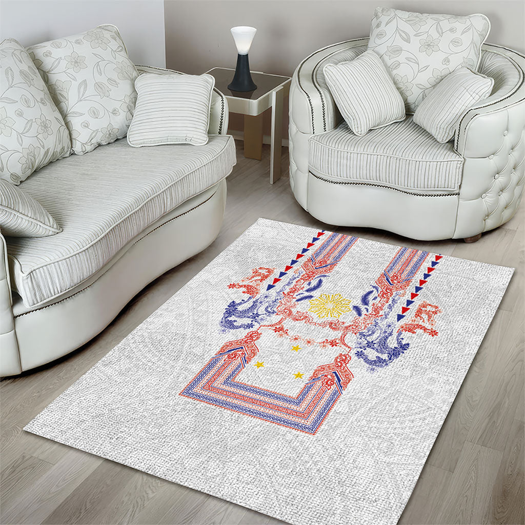 Philippines Barong Style Area Rug Polynesian Kakau Art Tattoos with Tribal Filipino Sun LT03 - Polynesian Pride