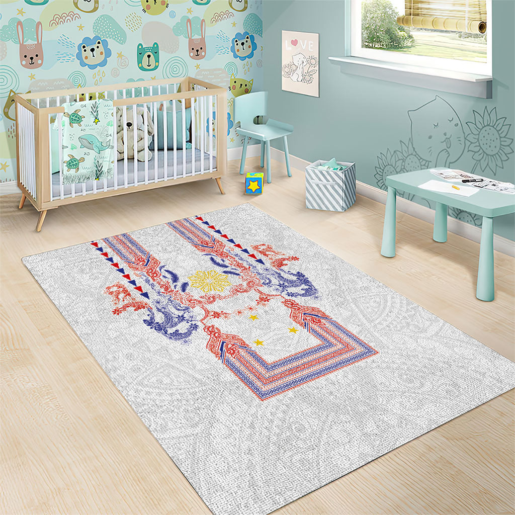 Philippines Barong Style Area Rug Polynesian Kakau Art Tattoos with Tribal Filipino Sun LT03 - Polynesian Pride