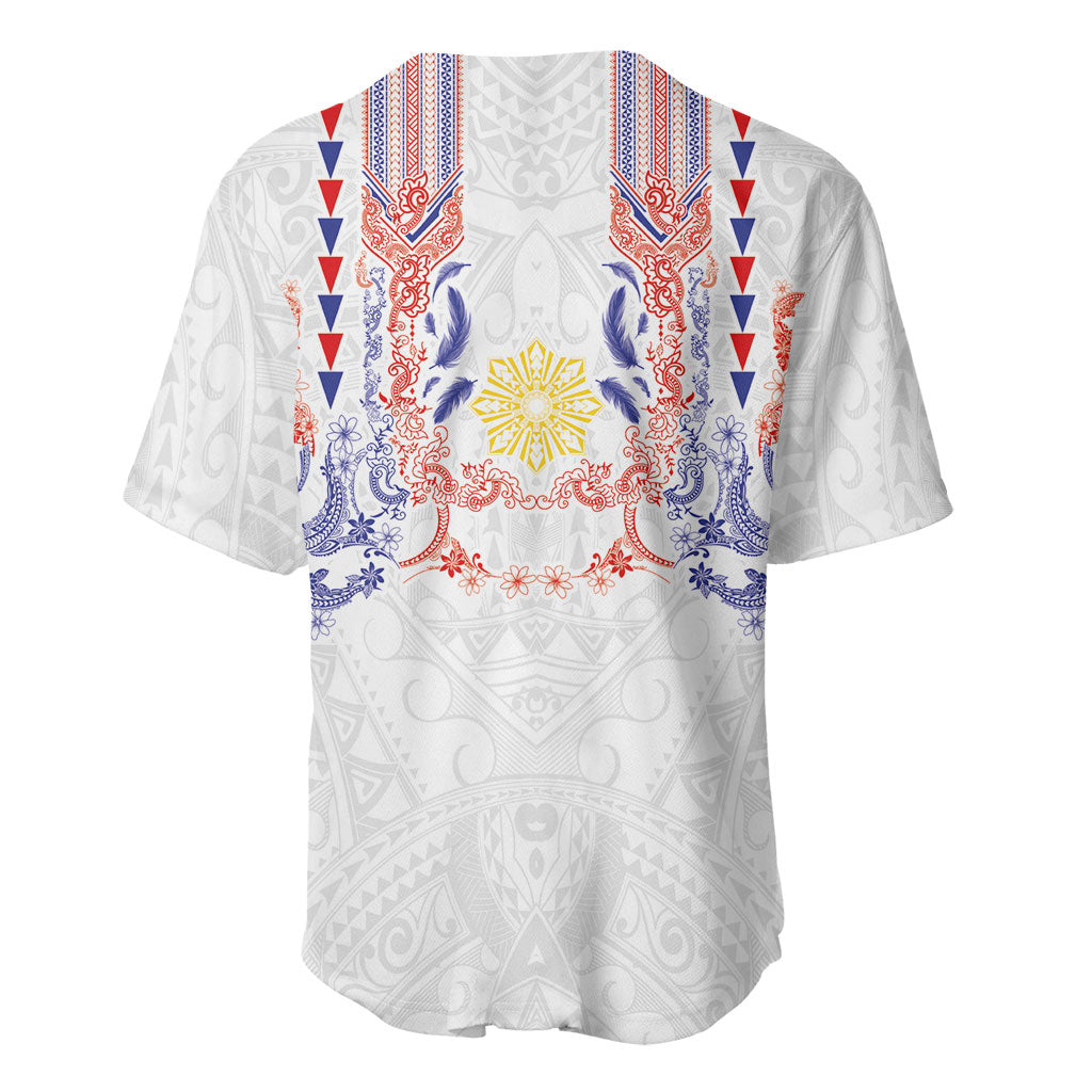Philippines Barong Style Baseball Jersey Polynesian Kakau Art Tattoos with Tribal Filipino Sun LT03 - Polynesian Pride