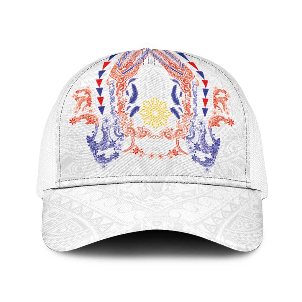Philippines Barong Style Baseball Net Cap Polynesian Kakau Art Tattoos with Tribal Filipino Sun LT03 One Size White White - Polynesian Pride