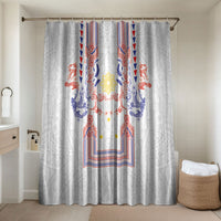 Philippines Barong Style Bathroom Set Polynesian Kakau Art Tattoos with Tribal Filipino Sun LT03 Shower Curtain Only White - Polynesian Pride