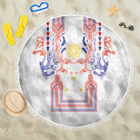 Philippines Barong Style Beach Blanket Polynesian Kakau Art Tattoos with Tribal Filipino Sun LT03 One Size 150cm White - Polynesian Pride