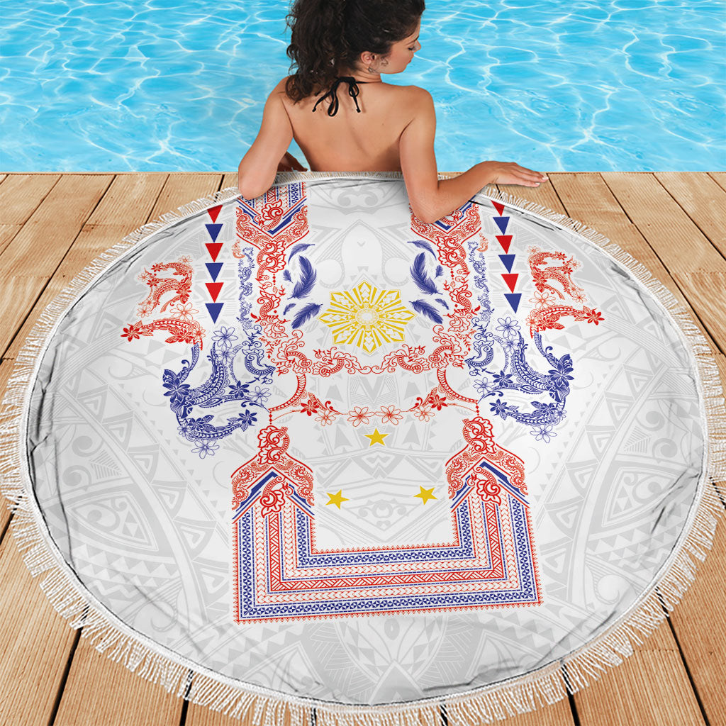 Philippines Barong Style Beach Blanket Polynesian Kakau Art Tattoos with Tribal Filipino Sun LT03 - Polynesian Pride