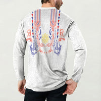 Philippines Barong Style Button Sweatshirt Polynesian Kakau Art Tattoos with Tribal Filipino Sun LT03 - Polynesian Pride