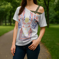 Philippines Barong Style Cross Shoulder Shirt Polynesian Kakau Art Tattoos with Tribal Filipino Sun LT03 - Polynesian Pride