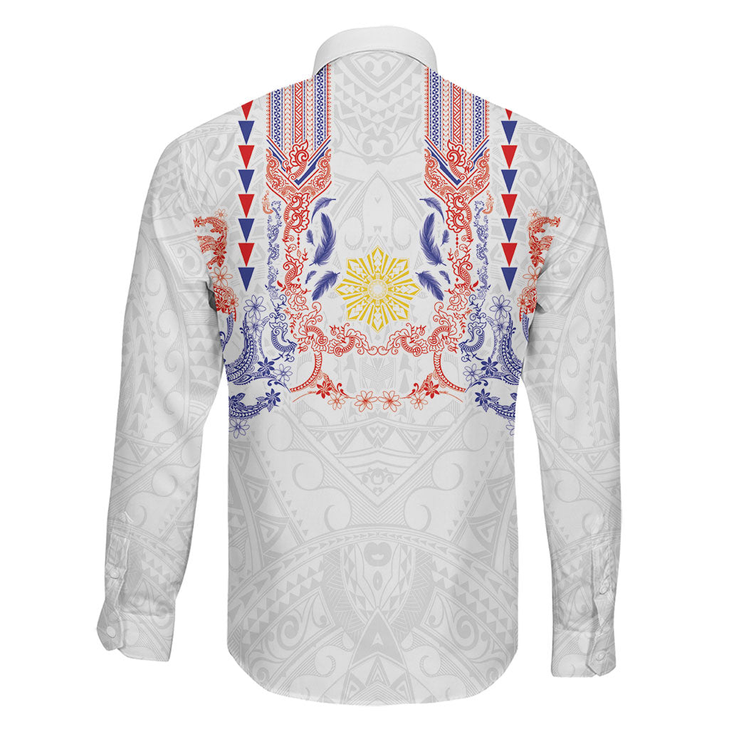 Philippines Barong Style Family Matching Mermaid Dress and Hawaiian Shirt Polynesian Kakau Art Tattoos with Tribal Filipino Sun LT03 - Polynesian Pride