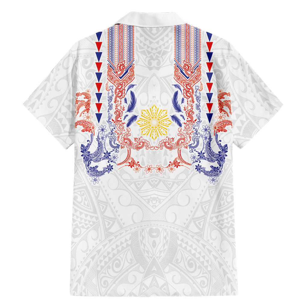 Philippines Barong Style Family Matching Summer Maxi Dress and Hawaiian Shirt Polynesian Kakau Art Tattoos with Tribal Filipino Sun LT03 - Polynesian Pride