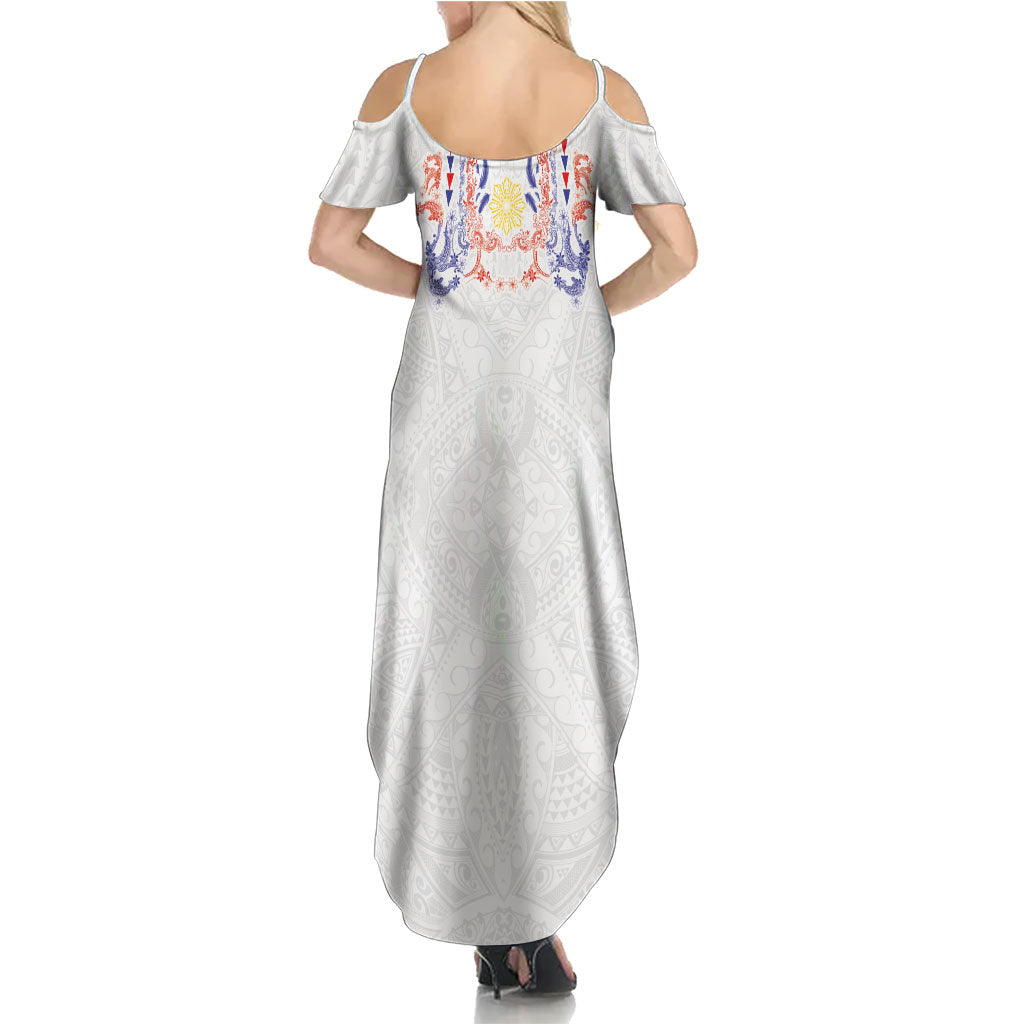 Philippines Barong Style Family Matching Summer Maxi Dress and Hawaiian Shirt Polynesian Kakau Art Tattoos with Tribal Filipino Sun LT03 - Polynesian Pride