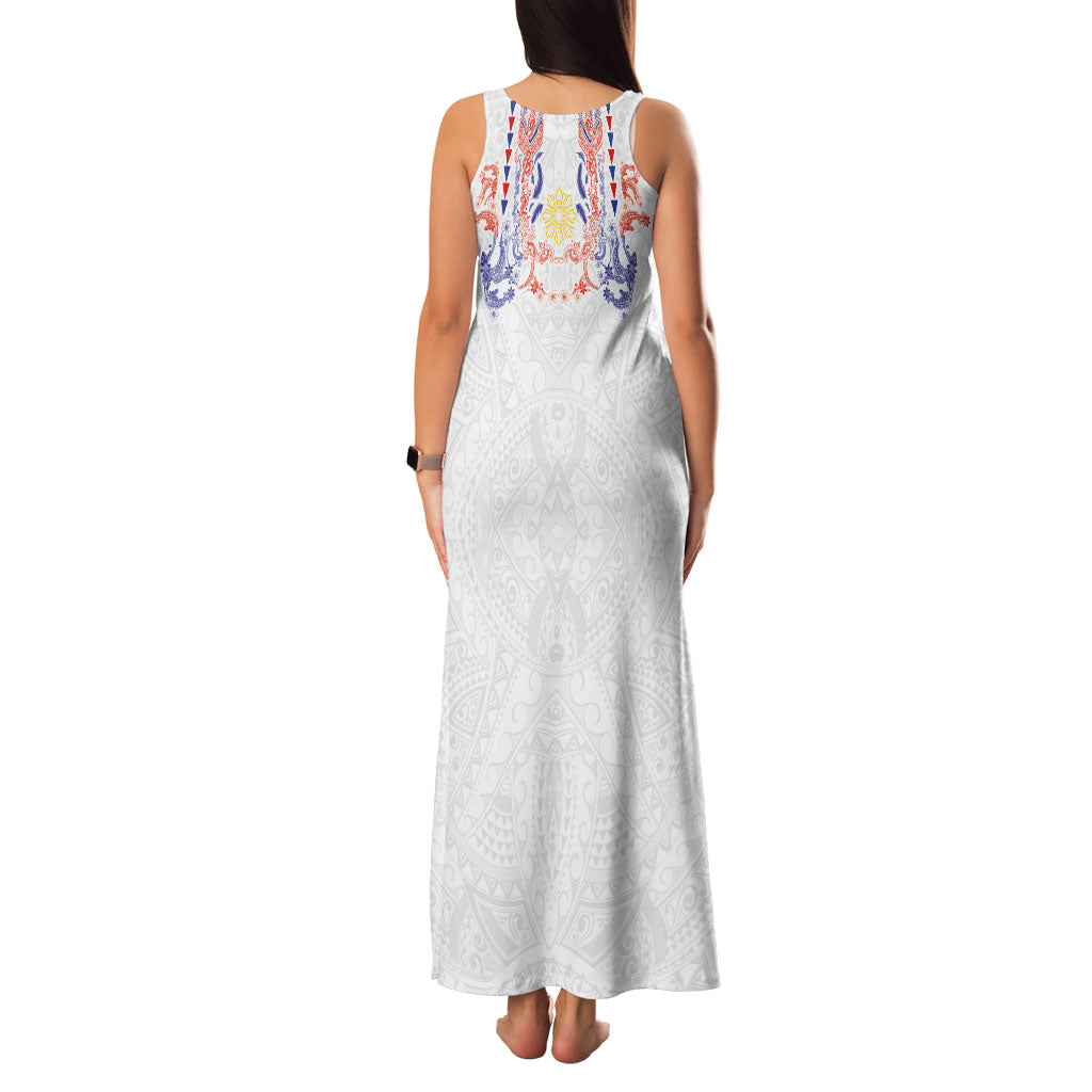 Philippines Barong Style Family Matching Tank Maxi Dress and Hawaiian Shirt Polynesian Kakau Art Tattoos with Tribal Filipino Sun LT03 - Polynesian Pride