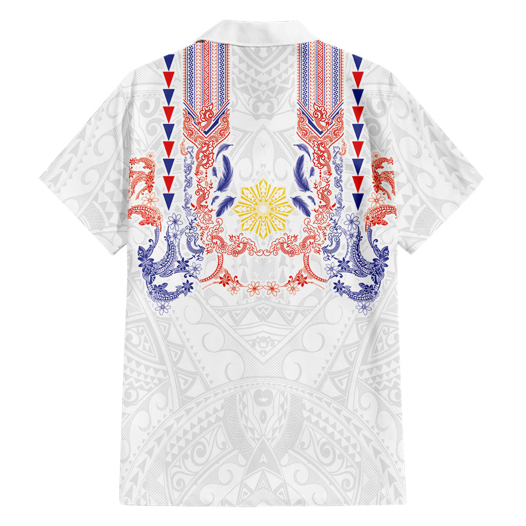 Philippines Barong Style Hawaiian Shirt Polynesian Kakau Art Tattoos with Tribal Filipino Sun LT03 - Polynesian Pride