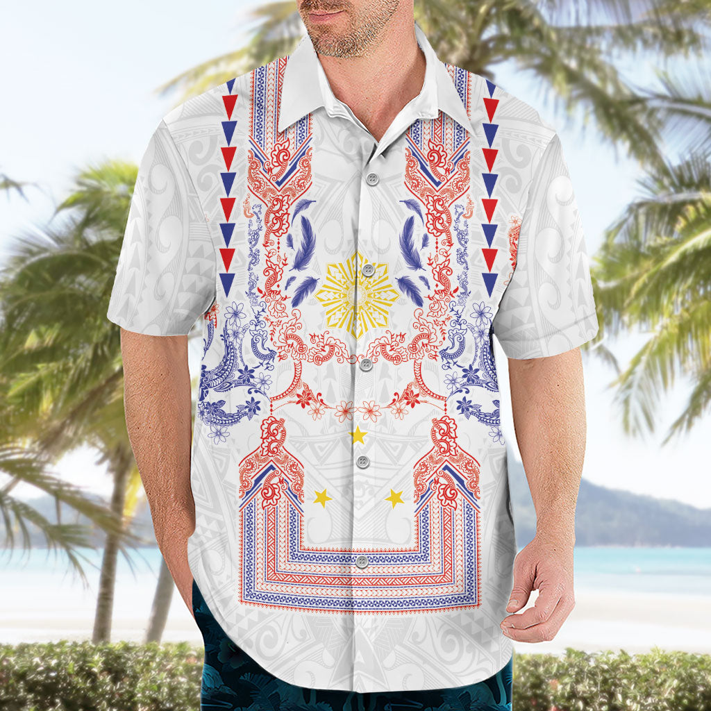 Philippines Barong Style Hawaiian Shirt Polynesian Kakau Art Tattoos with Tribal Filipino Sun LT03 - Polynesian Pride