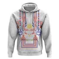 Philippines Barong Style Hoodie Polynesian Kakau Art Tattoos with Tribal Filipino Sun LT03 Pullover Hoodie White - Polynesian Pride